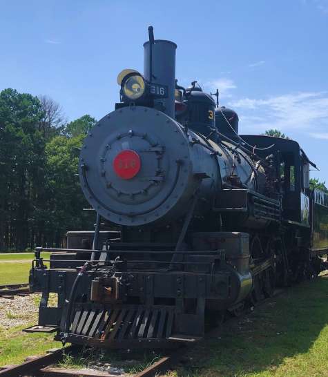 A steam locomotive from the Texas State Railroad in Palestine, Texas.