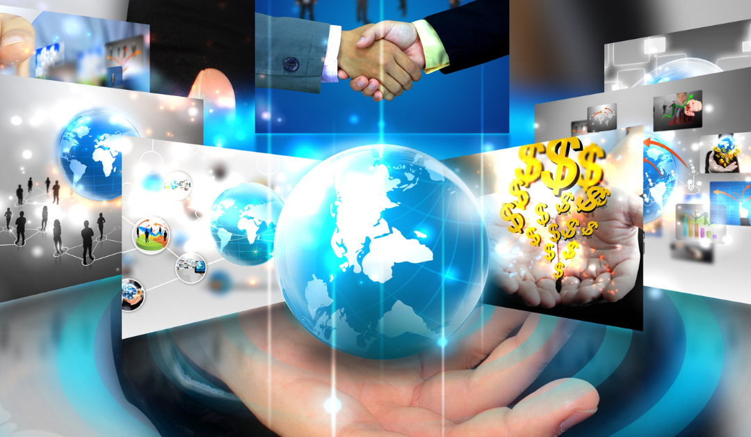 An image of a handshake with a collage of various IT images showing the wide array of services offered by DatCom, LLC